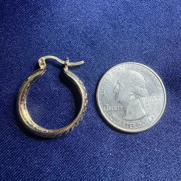 SOLD Hoop Earrings 925 Solid Sterling Silver with Gold Overlay - Picture 3 of 7